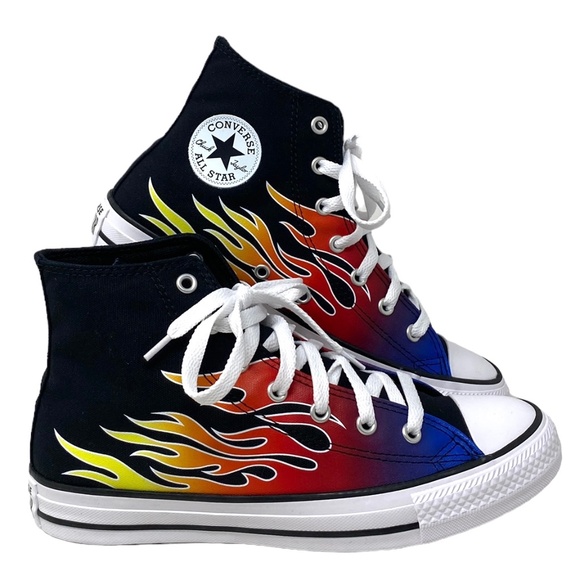Converse Chuck Taylor High Shoes Women Kids Black Canvas Sneakers Skate A04715F - Picture 1 of 7